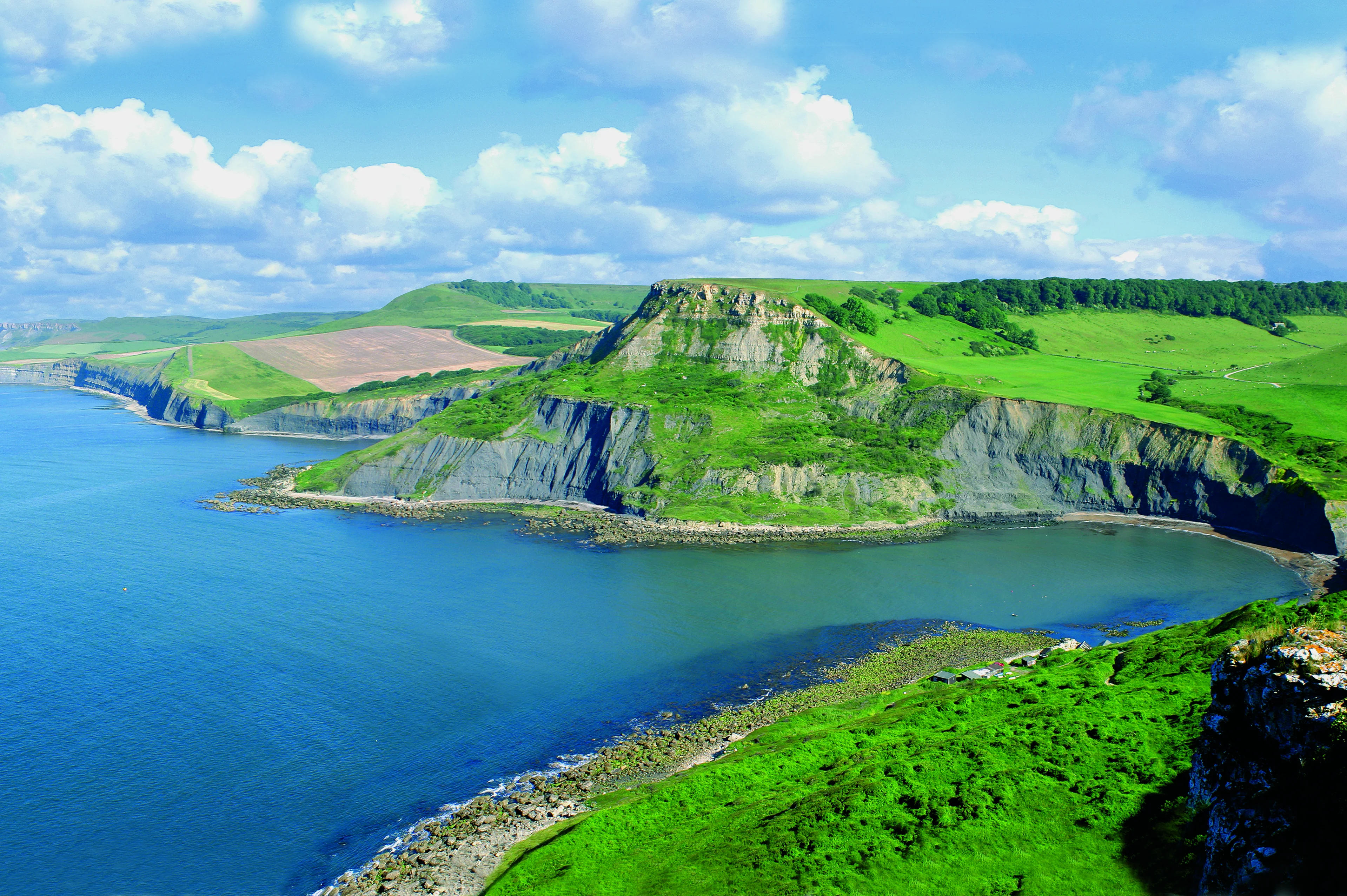 Aerial view of the Purbeck coast looking east from the Lulworth ranges