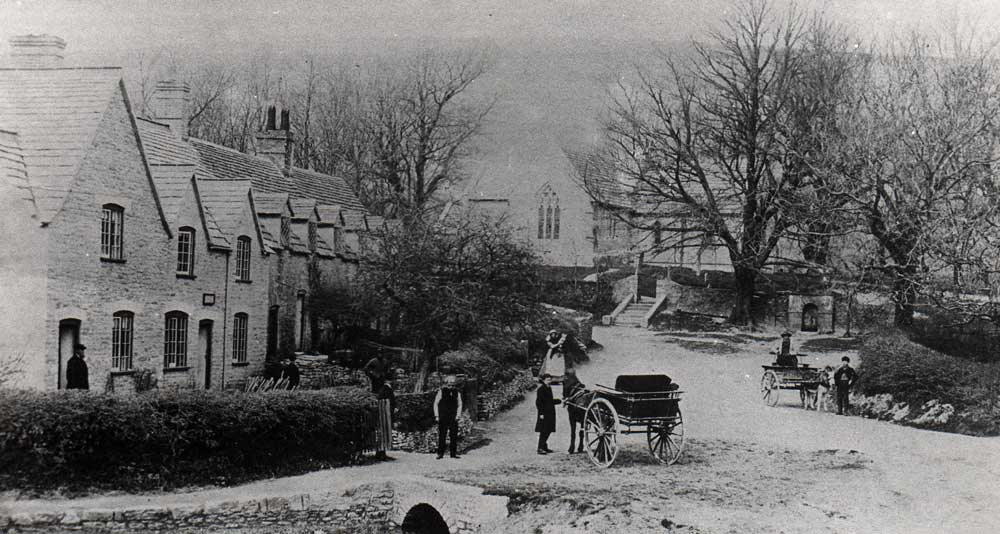 Early Photo of Tyneham Village with Horse and Cart
